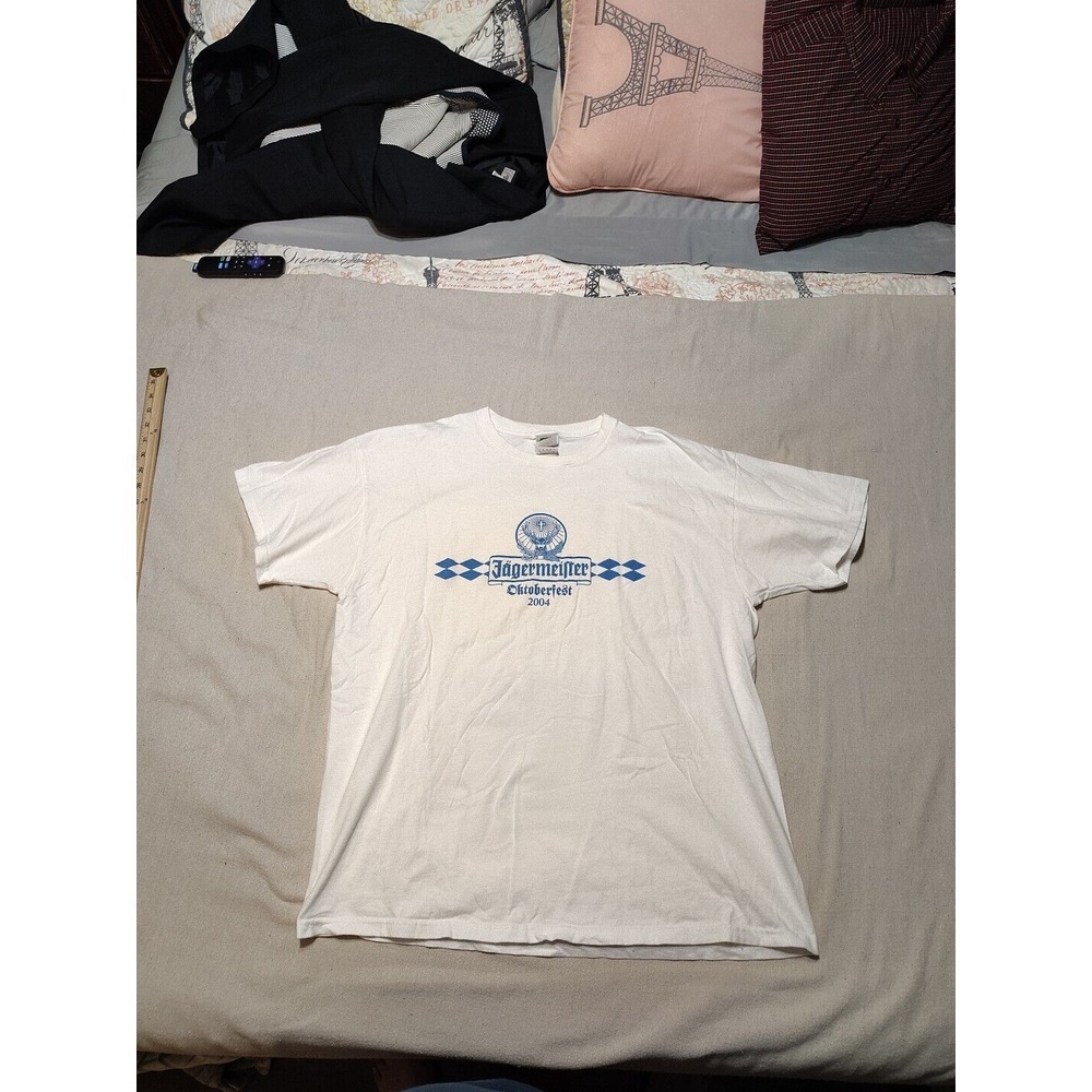 Oktoberfest Jagermeister 2004 T-shirt White Short Sleeve Vintage Y2K Size XL F